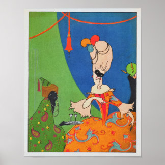 Póster de menú Art Déco de la década de 1920