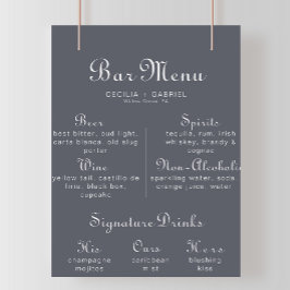 Póster de menú de bar de boda boho simple para la