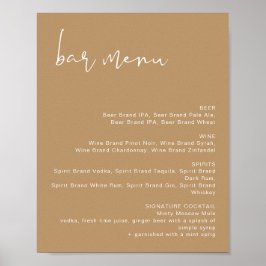Póster de menú de bar de boda tonos tierra Boho IN
