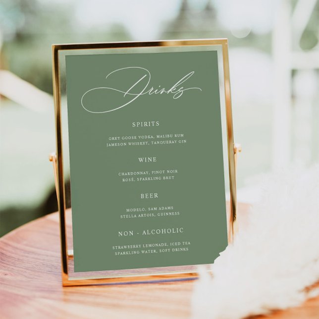 Póster de Menú de Bar de Boda Verde Salvia Minimal (Subido por el creador)