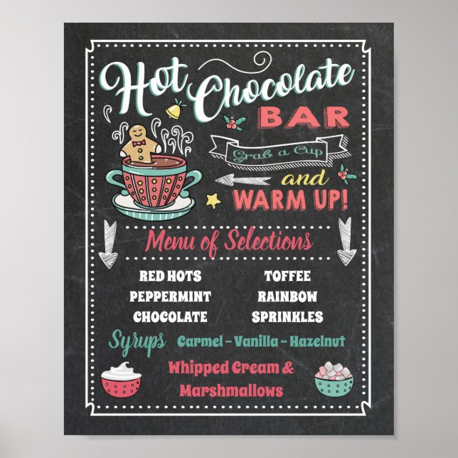 Póster de menú de barra de chocolate caliente para (Frente)