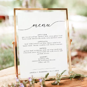 Póster de menú de boda con caligrafía elegante ASH