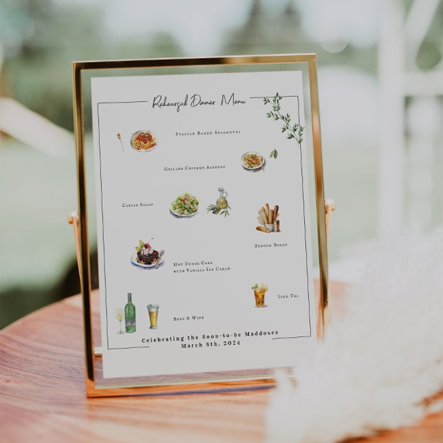 Póster de menú de boda personalizado ilustrado (Subido por el creador)