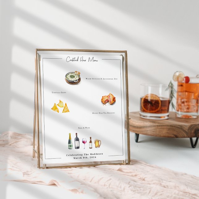 Póster de menú de boda personalizado ilustrado (Subido por el creador)