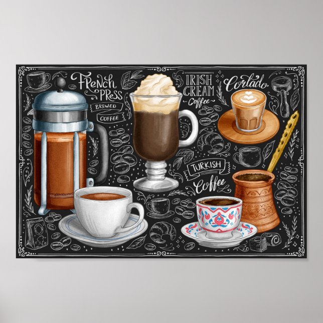 Póster de menú de café (Frente)