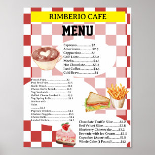 Póster de Menú de Comida de Negocio de Café de Est
