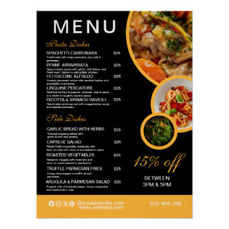 Póster de menú de restaurante editable