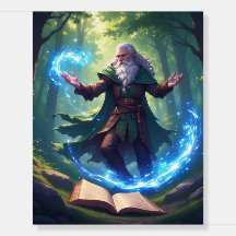 Póster de Merlin y su Libro de Magia