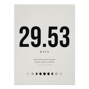 Póster de Mes Sinódico – 29,53 Días Tipografía de