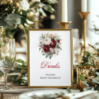 Póster de mesa de bebidas Artistic Blush Burgundy
