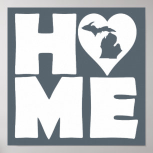 Póster de Michigan Home Heart State