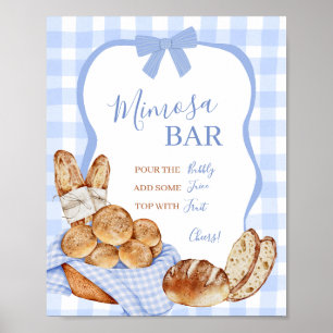 Póster de Mimosa de lazo a cuadros de gingham azul