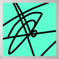 Póster de minimalismo abstracto líneas negro turqu