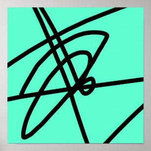 Póster de minimalismo abstracto líneas negro turqu