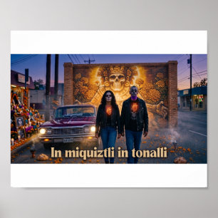 Póster de Miquiztli Pareja de Calavera Paseando