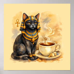 Póster de mitología del gato egipcio antiguo Baste