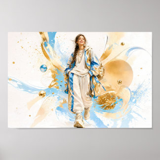 Póster de moda streetwear Blue Gold