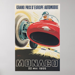 Póster de Mónaco Coche de Carreras Arte Pintura de
