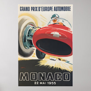 Póster de Mónaco Coche de Carreras Arte Pintura de