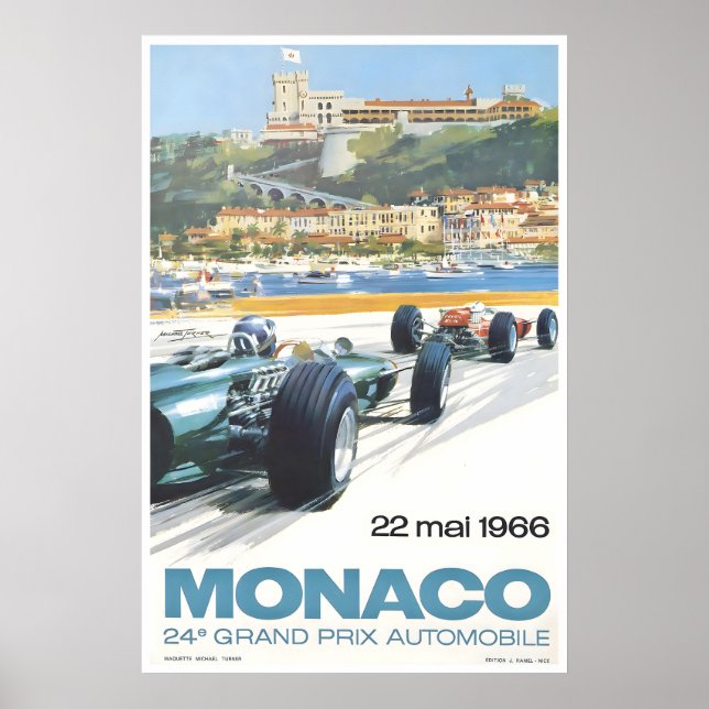 Póster de Mónaco de carreras de autos arte impresi (Frente)