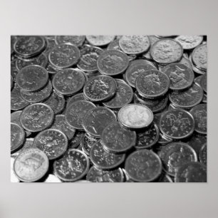 Póster de monedas de 5 peniques del Reino Unido