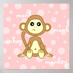 Póster de mono bebé lindo / Arte de pared de guard
