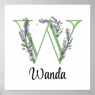 Póster de Monograma W Lavanda Eucalipto guardería