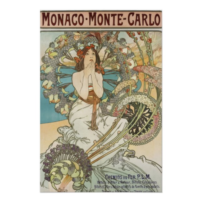 Poster de Mont-Carlo por Alphonse Mucha (Anverso)