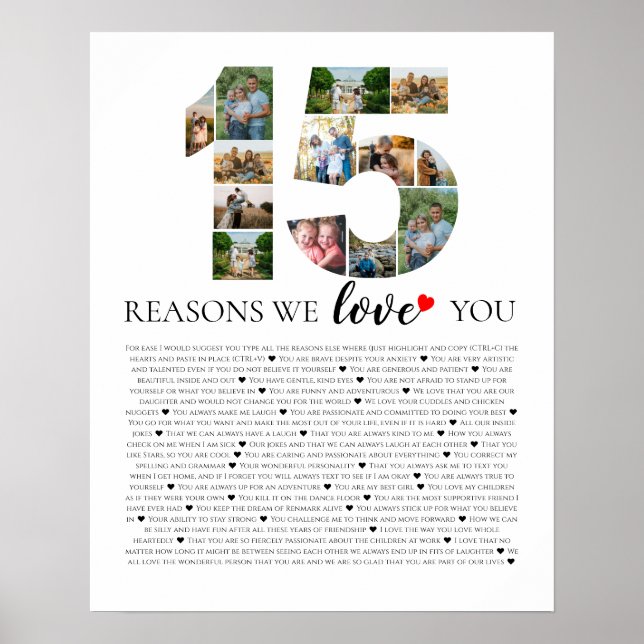 Póster de Montaje Fotográfico 15 Razones por las q (Frente)