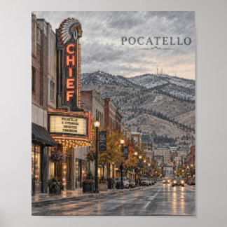 Póster de montaña de Pocatello Idaho #113