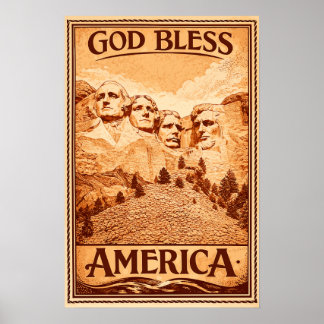 Póster de Monte Rushmore - Dios Bendiga a América