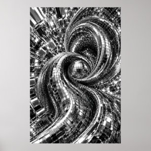 Póster de mosaico de espejo cromado en espiral