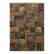 Póster de mosaico de símbolos antiguos | Tribal je