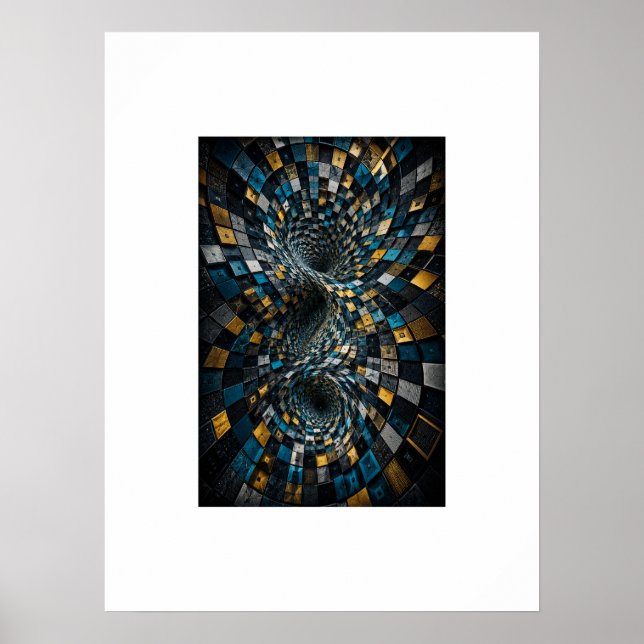 Póster de mosaico geométrico 3D Infinity Warp (Frente)