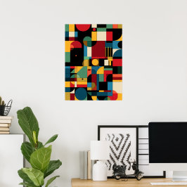 Póster de mosaico geométrico abstracto colorido Ba