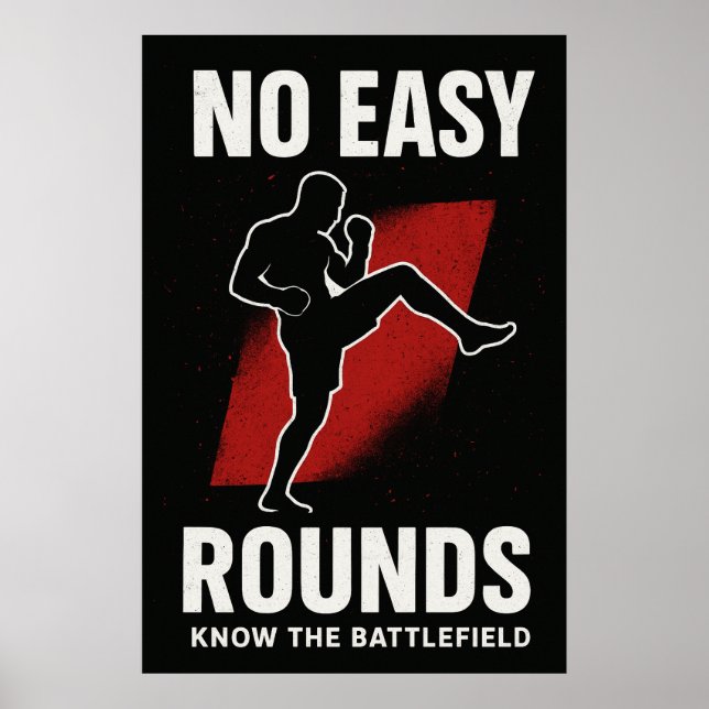 Póster de motivación de MMA Sin Rondas Fáciles (Frente)