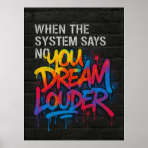 Póster de motivación estilo grafiti Sueña más fuer