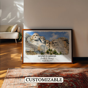 Póster de Mount Rushmore Dakota del Sur, Acuarela