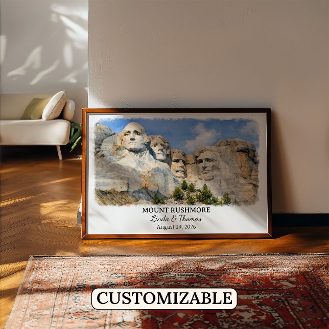 Póster de Mount Rushmore Dakota del Sur, Acuarela (Subido por el creador)