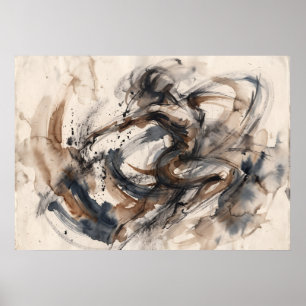 Póster de Movimiento Abstracto Sepia