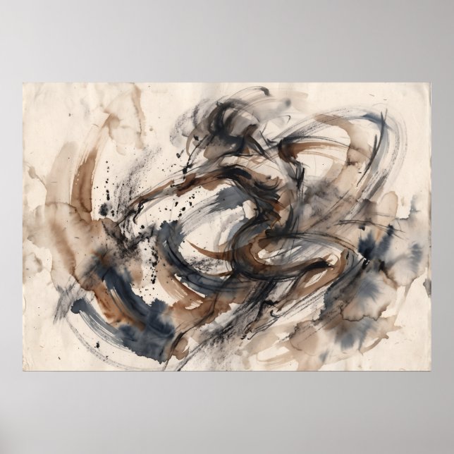 Póster de movimiento de caballo abstracto sepia (Frente)