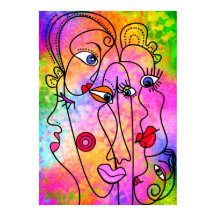 Póster de Mujer Abstracta Estilo Cubismo Pintura