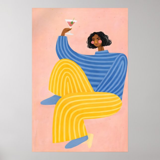 Póster de mujer abstracta, moderno colorido (Frente)