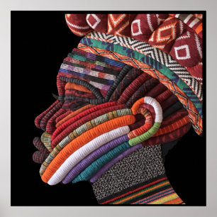 Póster de mujer africana colorida