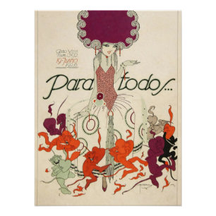 Póster de mujer Art Déco vintage – Caprichoso años