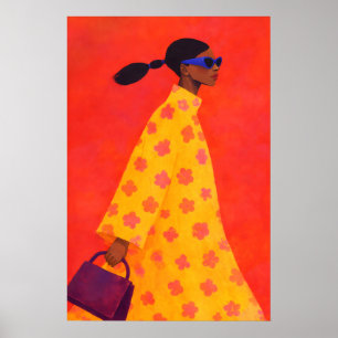 Póster de mujer audaz, ilustración moderna colorid