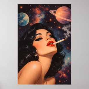 Póster de Mujer Cósmica, Impresión de Retrato Retr