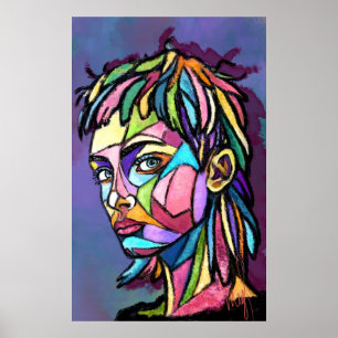 Póster de mujer de arte pintado
