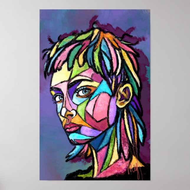 Póster de mujer de arte pintado (Frente)