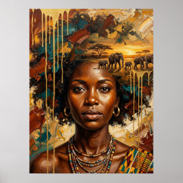 Póster de mujer elefante africana